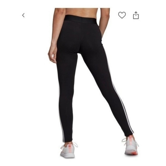 🔹️Adidas🔹  Classics 3-Stripe Fitted  Women Black Mid Rise Tights  Size X-SMALL - Picture 2 of 3